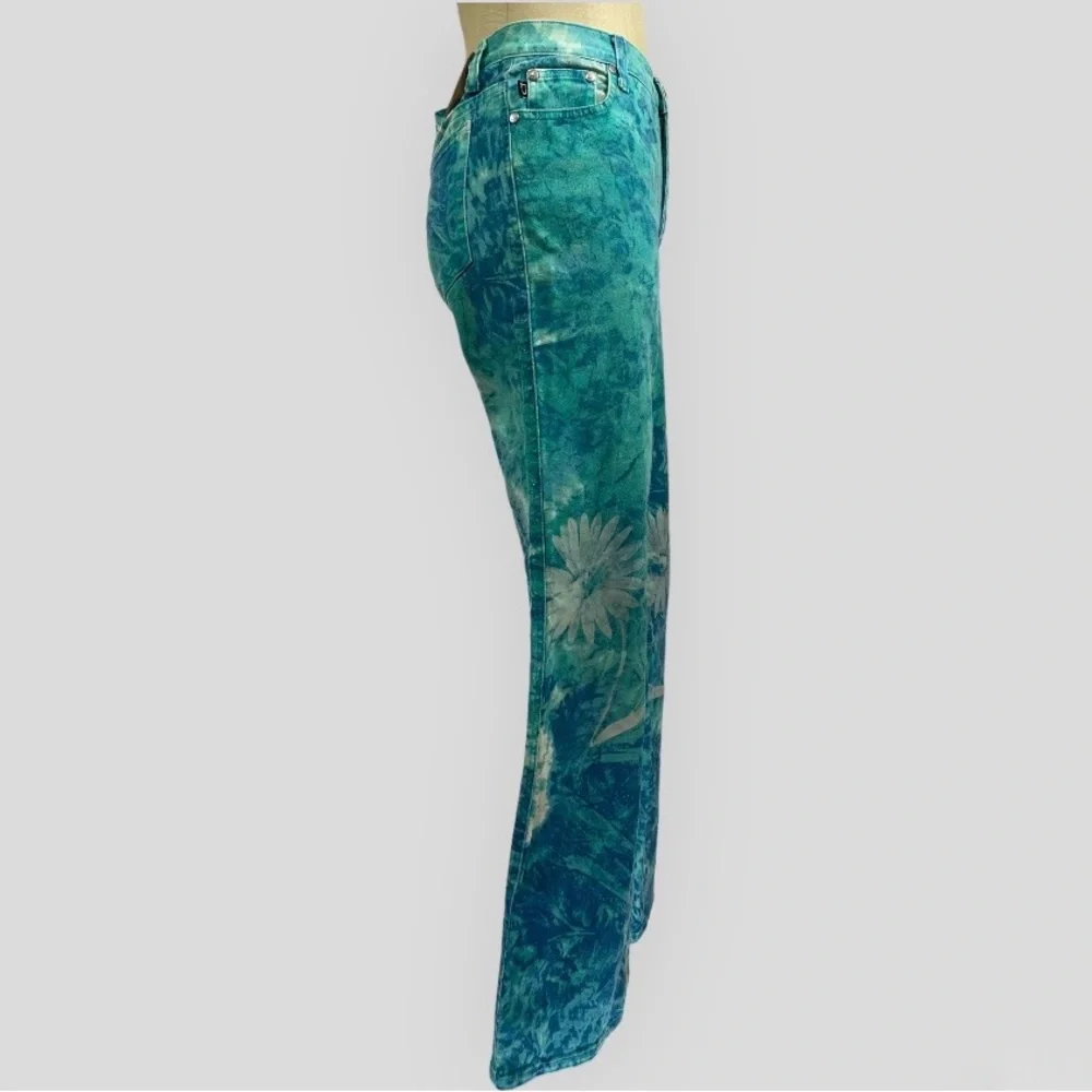 Roberto Cavalli 2000’s Y2K Euro Trash Tie Dye Floral Trippy Stretch Vintage Je… - Picture 6 of 9